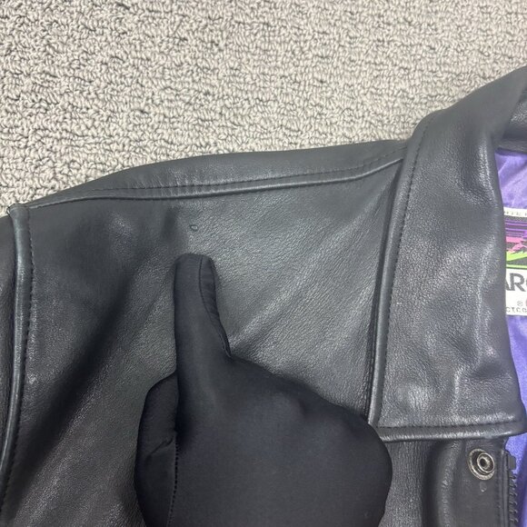 Vintage Arctic Cat Snowmobile Jacket Large Leather Racing Riding Outerwear - Picture 9 of 16